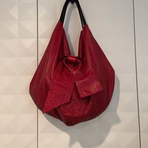 Valentino Studded Red Leather Hobo